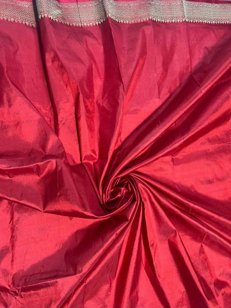 The Royal Emerald & Ruby Katan Kadhua Silk Saree