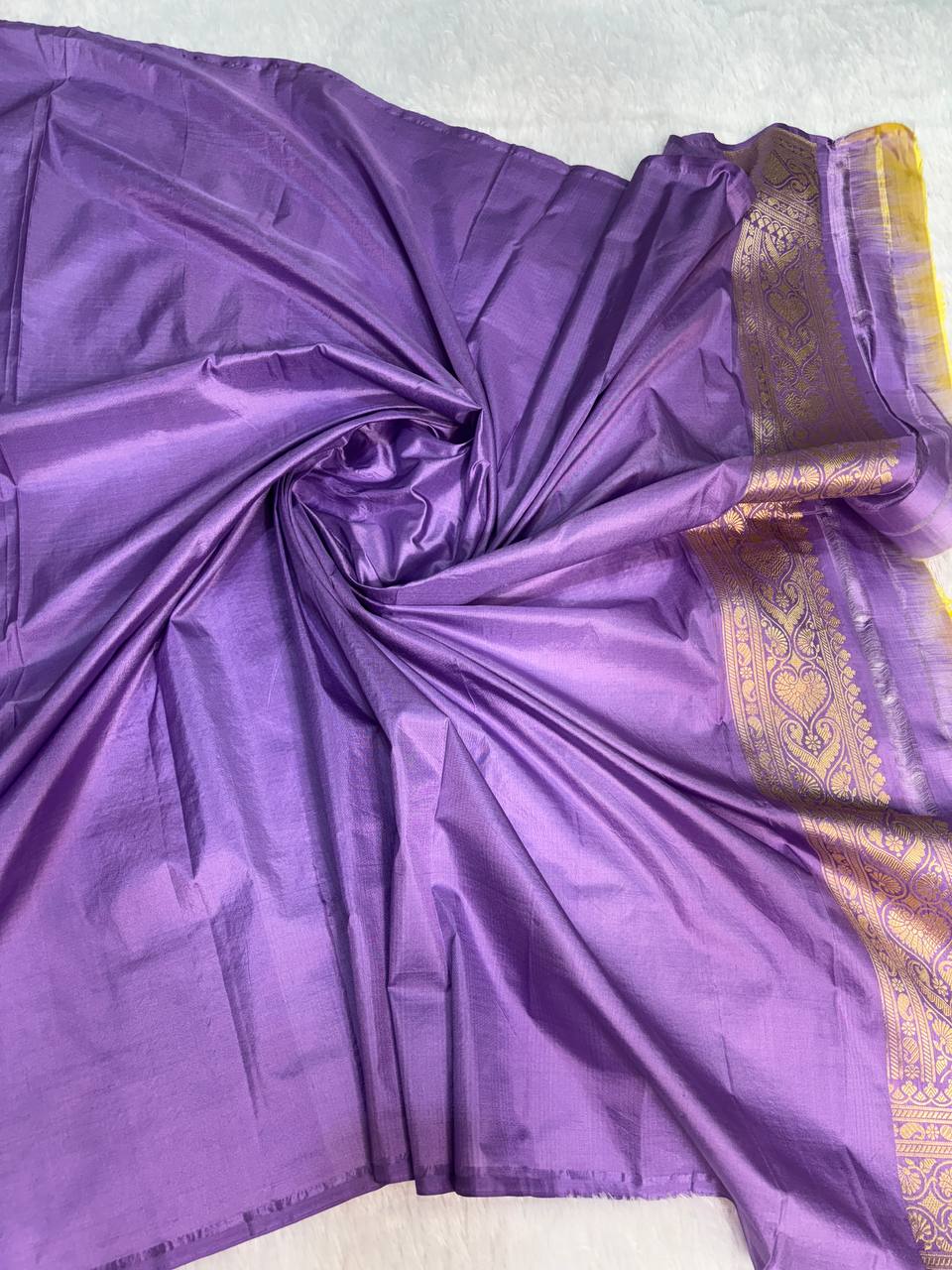Royal Purple Banarasi Uppada Silk Saree with All-over Antique Gold Zari Jaal