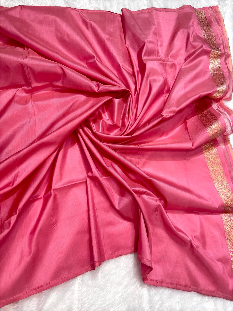 Blossom Pink Meenakari Kadhua Jungla Pure Katan Silk Handloom Banarasi Saree