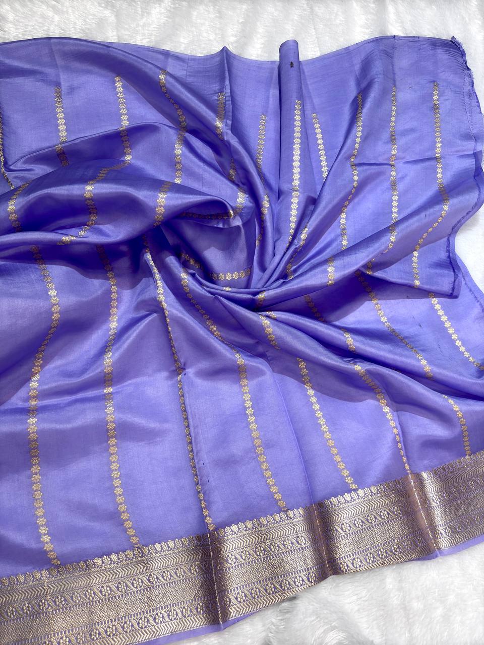 The Lavanya Lavender Raw Mango Sona Rupa Kadhua Silk Saree