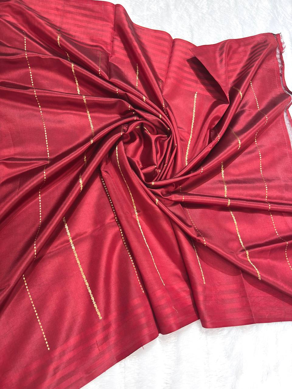 The Maroon Raw Mango Sona Rupa Kadhua Silk Saree