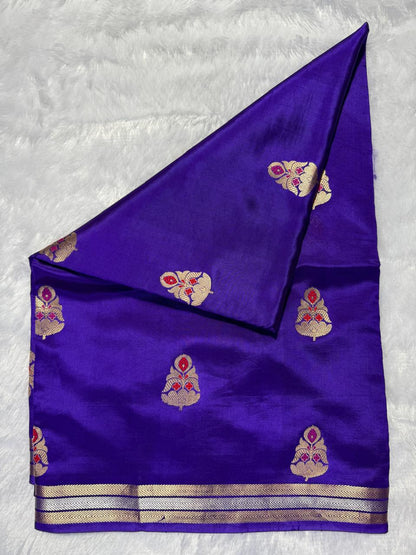 Royal Blue Meenakari Motif Saree