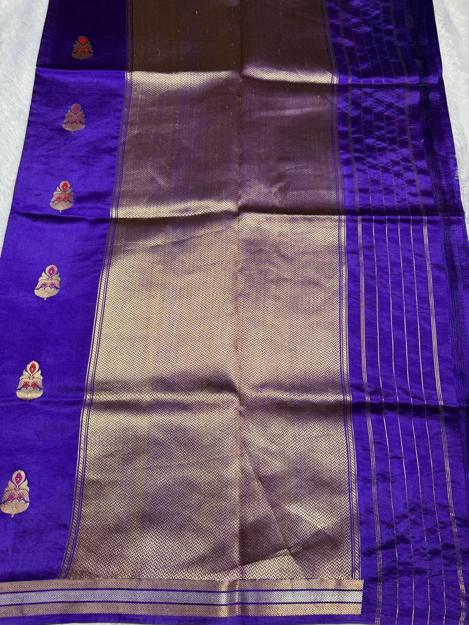 Royal Blue Meenakari Motif Saree