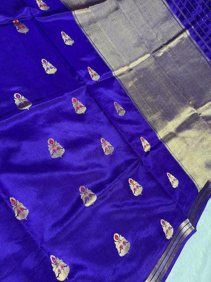 Royal Blue Meenakari Motif Saree