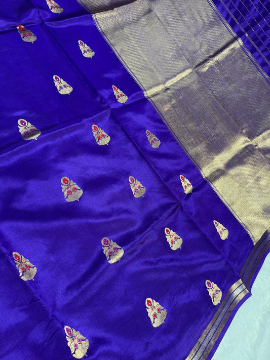 Royal Blue Meenakari Motif Saree