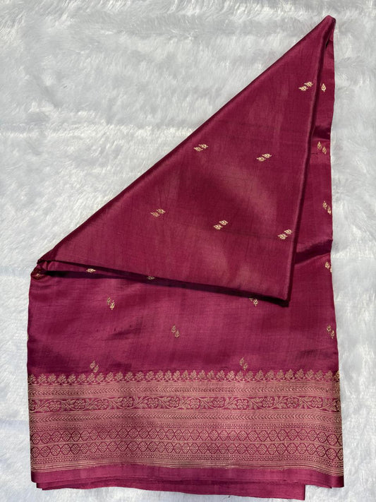 The Wine Burgundy Geometric Saree