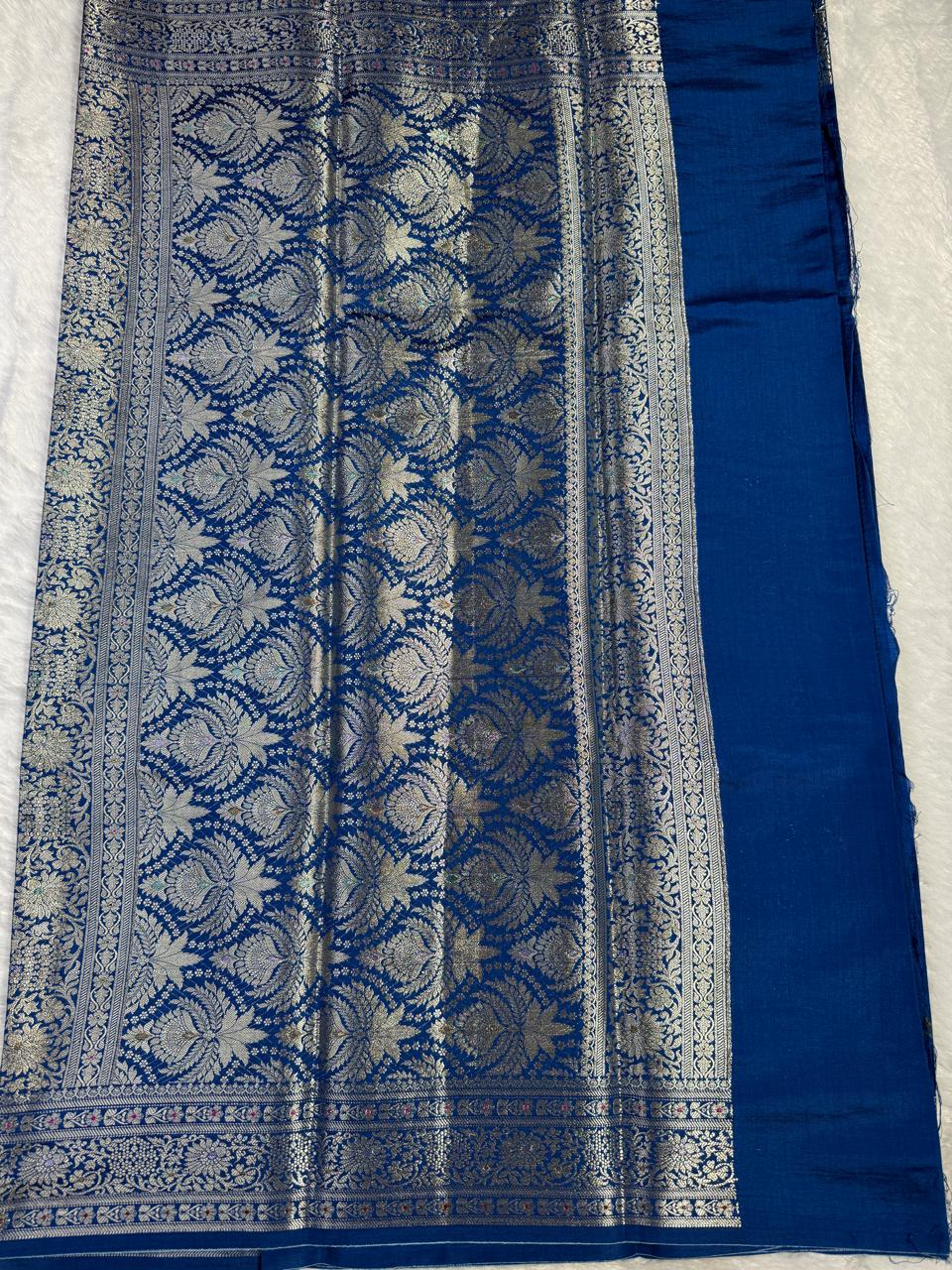 The Royal Blue Heritage Buti Chiniya Silk Saree