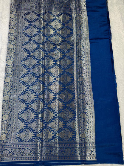 The Royal Blue Heritage Buti Chiniya Silk Saree