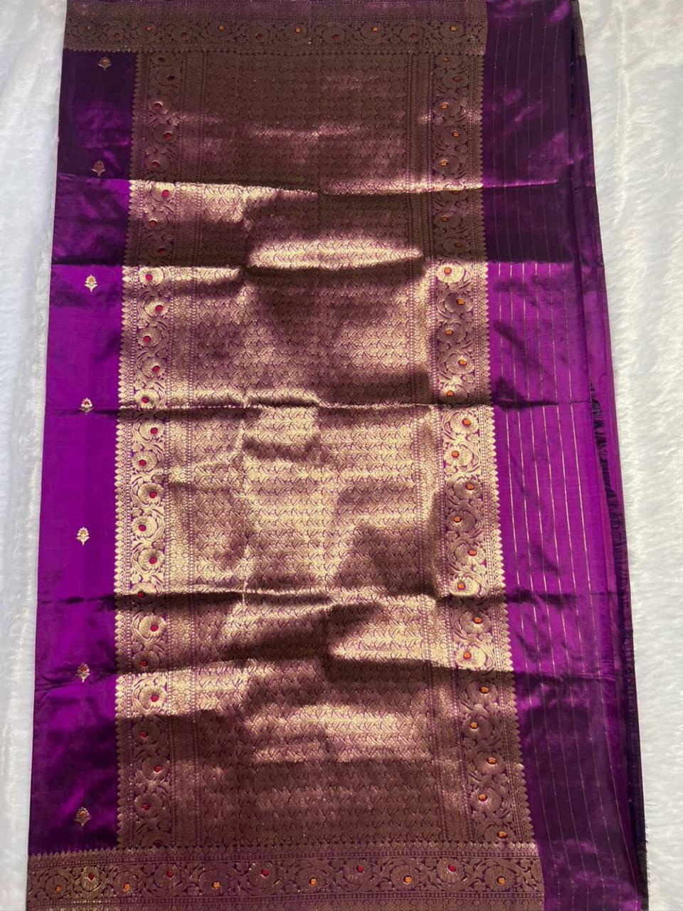 The Majestic Magenta Purple Meenakari Katan Saree