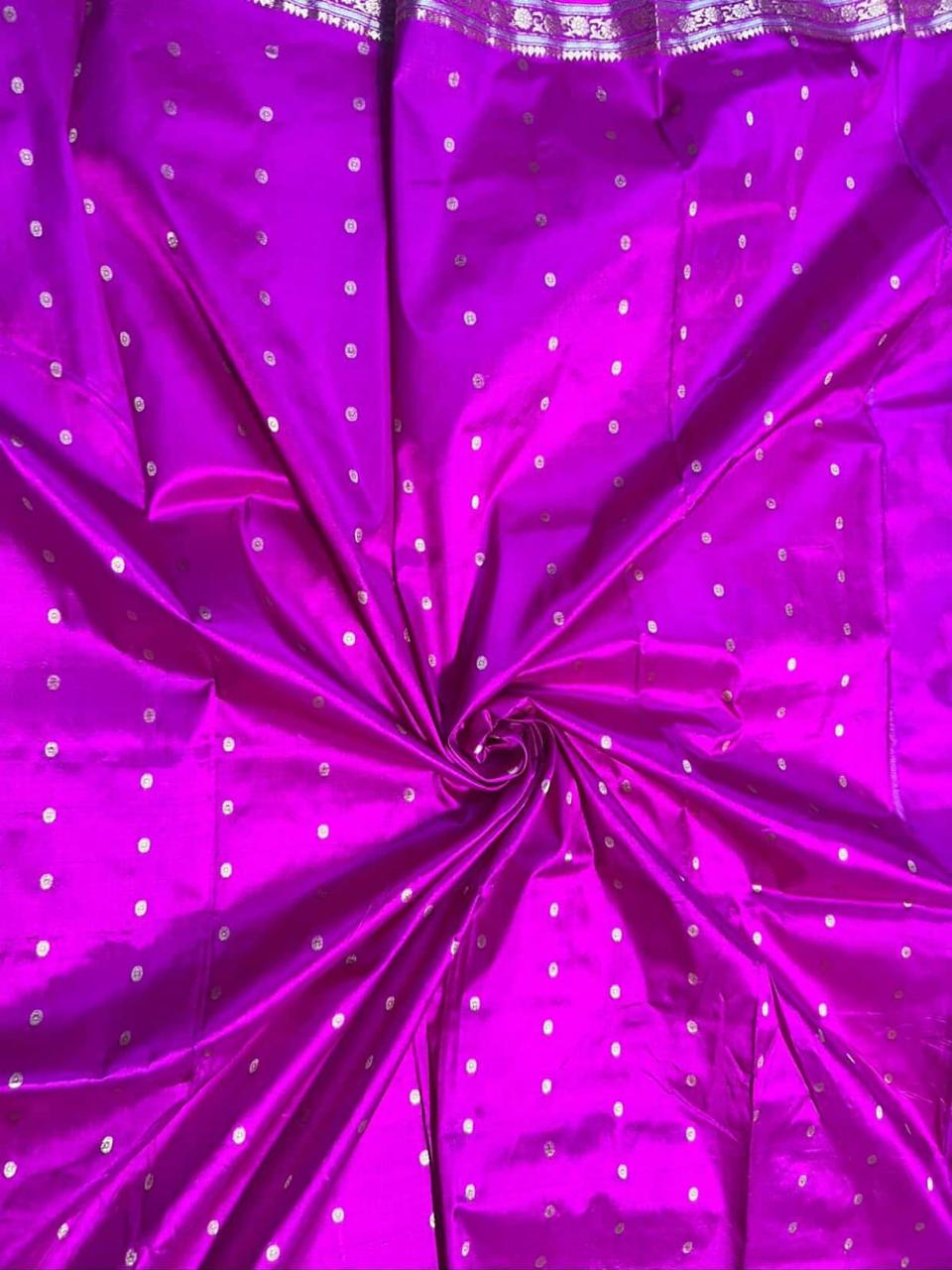 The Majestic Magenta Purple Meenakari Katan Saree