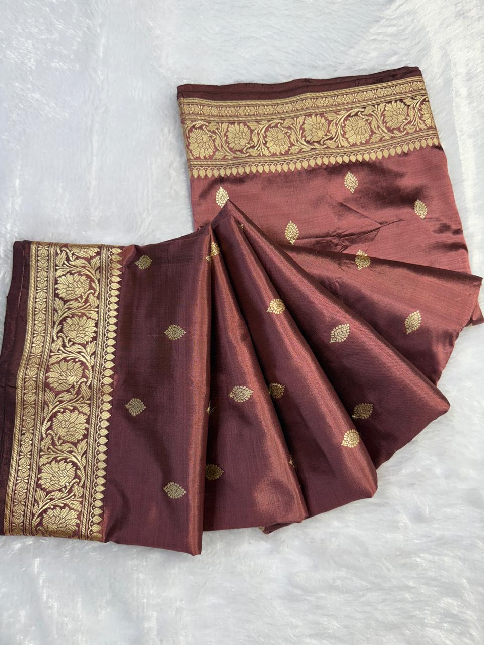 The Vintage Plum & Gold Katan Saree