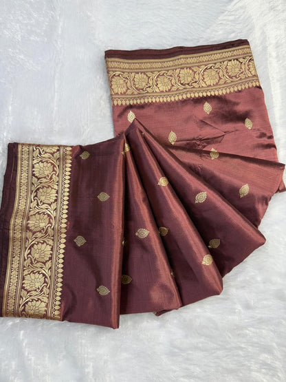 The Vintage Plum & Gold Katan Saree