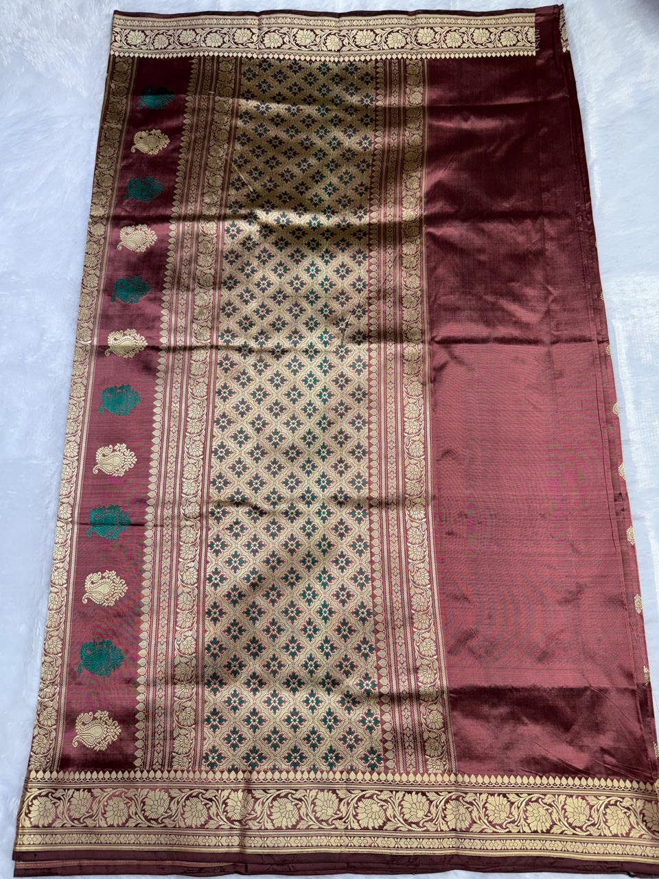The Vintage Plum & Gold Katan Saree