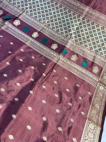 The Vintage Plum & Gold Katan Saree