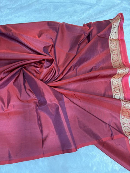 Pure Katan Silk Banarasi Saree in Deep Maroon with Full Jungla Floral Work