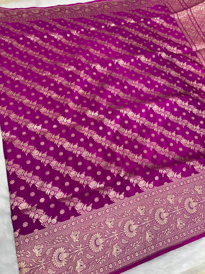 Pure Katan Silk Upadha Saree in Rani Pink with Leheriya-Style Floral Jaal
