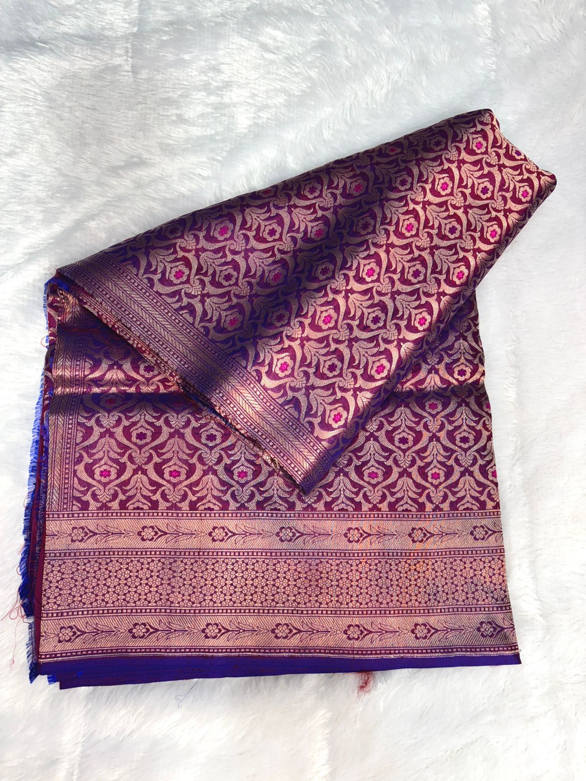 Regal Jamuni Purple & Wine Dual-Tone Katan Silk Saree with Rich Antique Gold Jaal & Meenakari Highlights