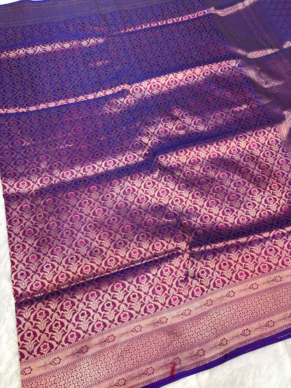 Regal Jamuni Purple & Wine Dual-Tone Katan Silk Saree with Rich Antique Gold Jaal & Meenakari Highlights