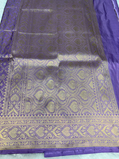 Royal Purple Banarasi Uppada Silk Saree with All-over Antique Gold Zari Jaal