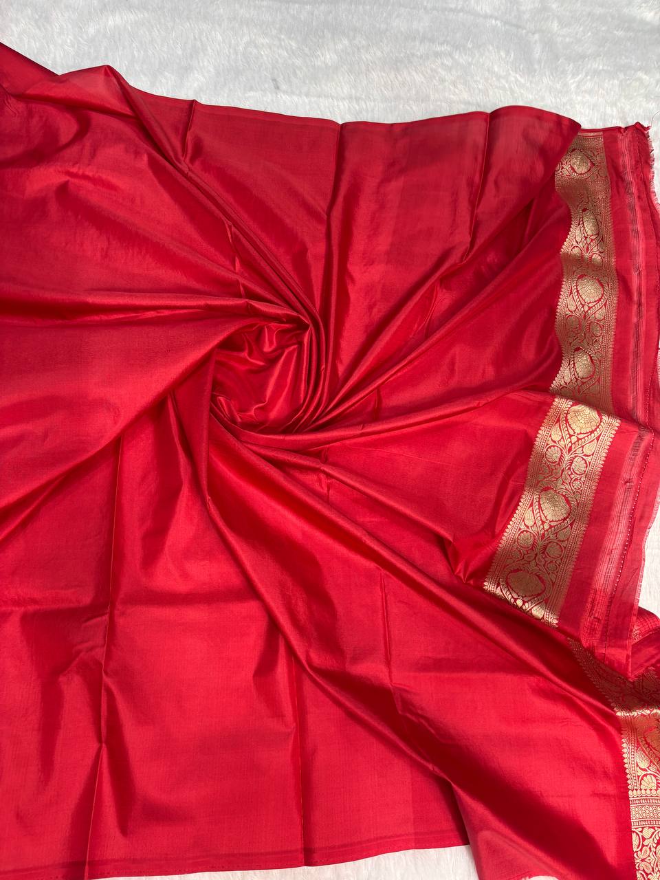Classic Crimson Red Banarasi Uppada Silk Saree with All-over Fan Buti