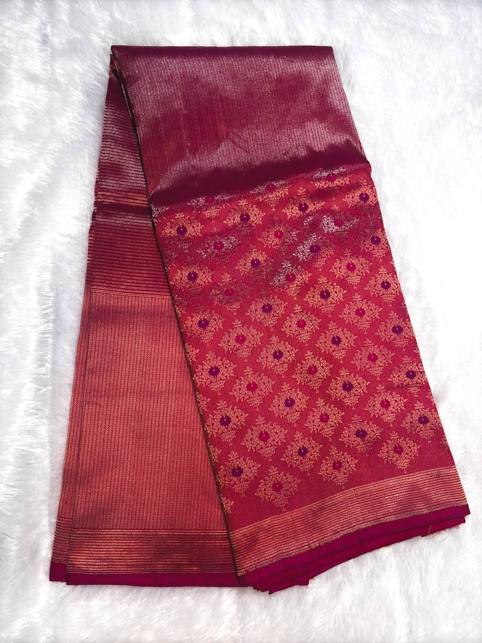 Radiant Magenta Banarasi Tissue Silk Saree