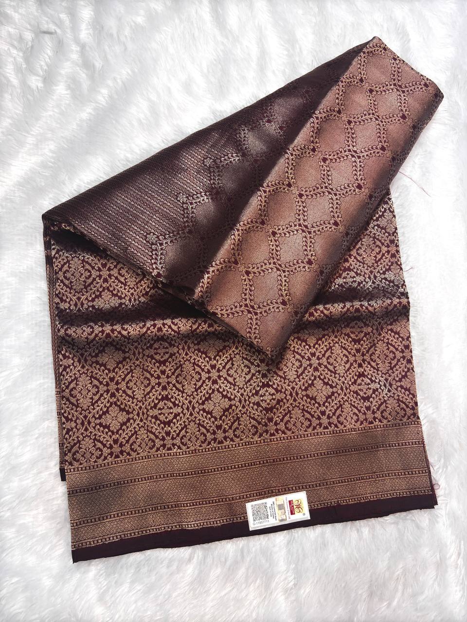 Timeless Mahogany Wine Banarasi Katan Silk Brocade Saree