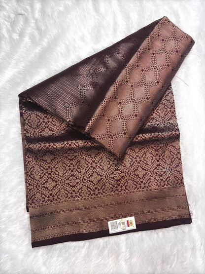 Timeless Mahogany Wine Banarasi Katan Silk Brocade Saree