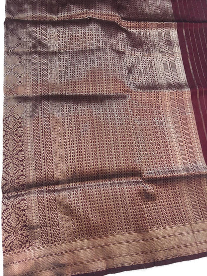 Timeless Mahogany Wine Banarasi Katan Silk Brocade Saree