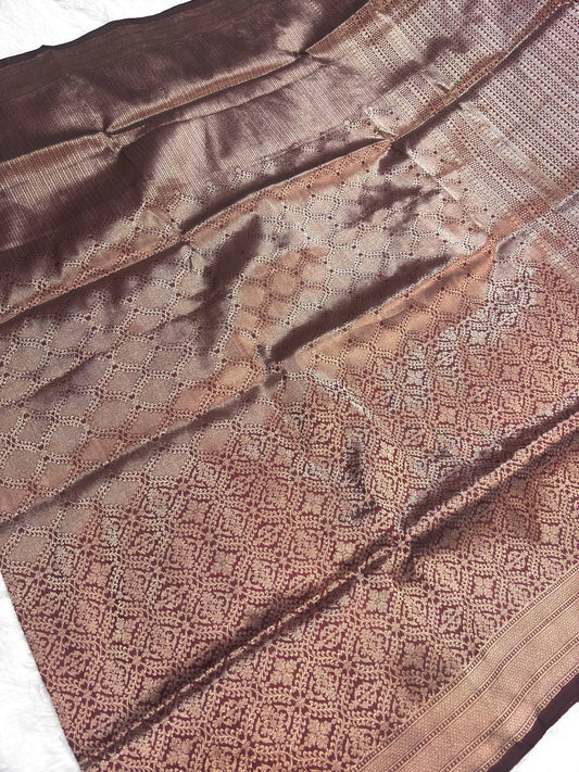 Timeless Mahogany Wine Banarasi Katan Silk Brocade Saree