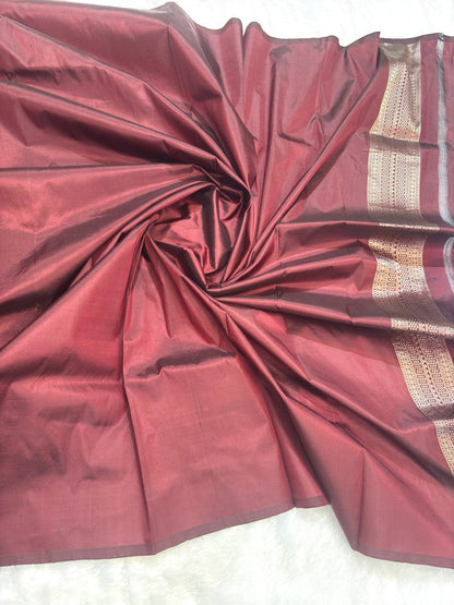 Timeless Mahogany Wine Banarasi Katan Silk Brocade Saree