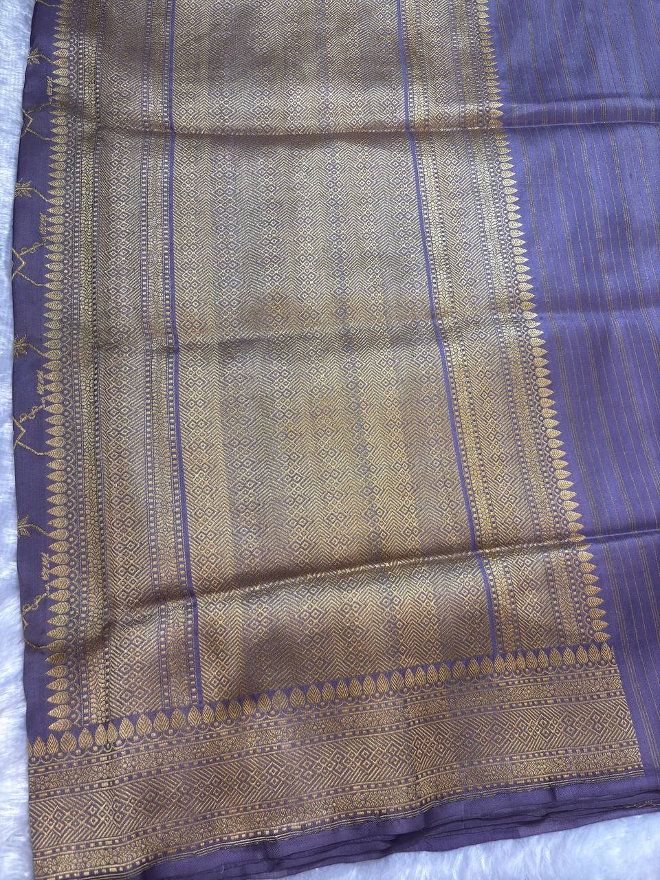 Mauve-Lavender Meenakari Kadhua Jungla Pure Katan Silk Handloom Banarasi Saree