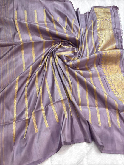 Mauve-Lavender Meenakari Kadhua Jungla Pure Katan Silk Handloom Banarasi Saree
