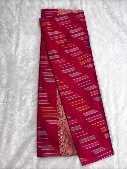 Rani Pink Meenakari Kadhua Patola-Leheriya Pure Mashru Silk Handloom Banarasi Saree