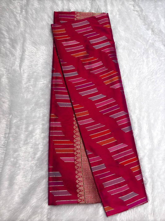 Rani Pink Meenakari Kadhua Patola-Leheriya Pure Mashru Silk Handloom Banarasi Saree