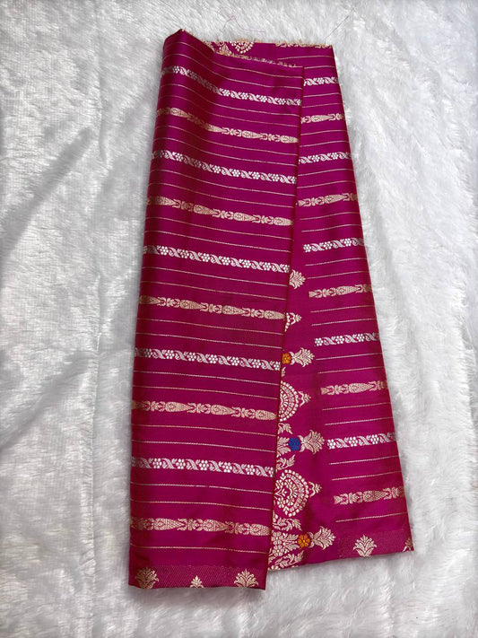 Fuchsia Pink Meenakari Kadhua Border Pure Katan Silk Handloom Banarasi Saree