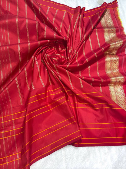Purple Pure Katan Silk Saree with All-Over Silver Zari Patola Jaal and Contrast Crimson Red Pallu