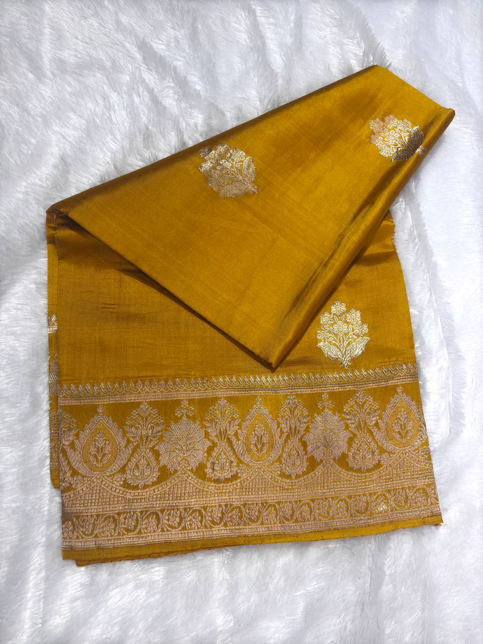 The Suvarna Mustard Yellow Kadhua Silk Saree