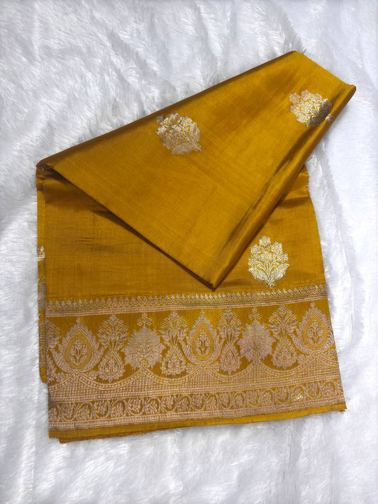 The Suvarna Mustard Yellow Kadhua Silk Saree