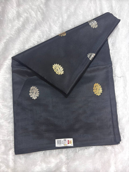 The Asita Black Raw Mango Kadhua Silk Saree