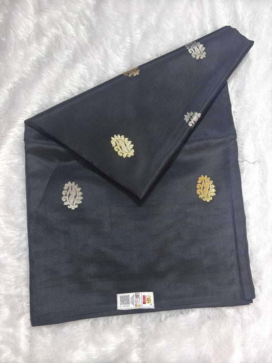 The Asita Black Raw Mango Kadhua Silk Saree