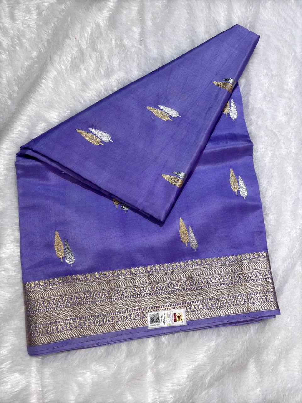 The Lavanya Lavender Raw Mango Sona Rupa Kadhua Silk Saree