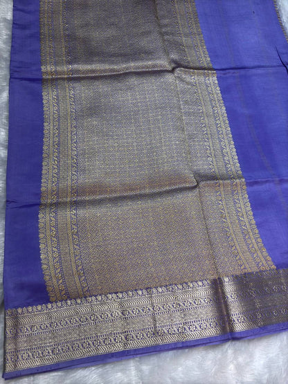 The Lavanya Lavender Raw Mango Sona Rupa Kadhua Silk Saree