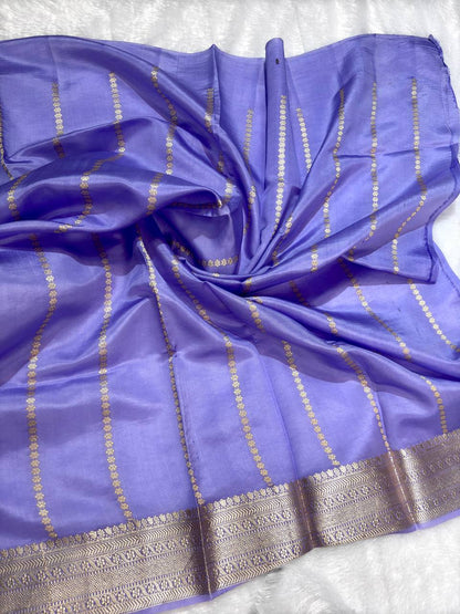 The Lavanya Lavender Raw Mango Sona Rupa Kadhua Silk Saree