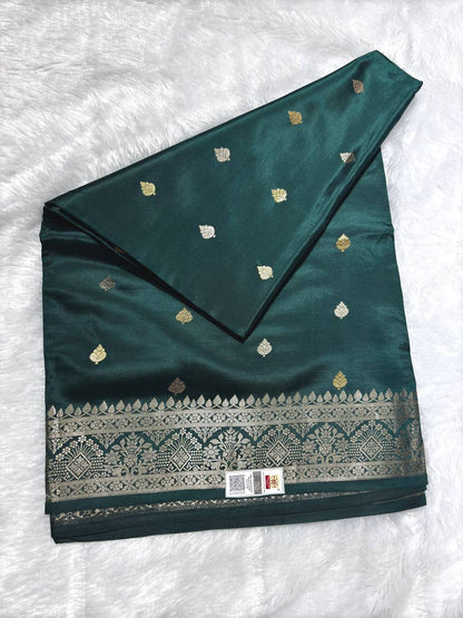 The Kriti Bottle Green Raw Mango Sona Rupa Kadhua Silk Saree