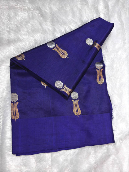 The Indra Royal Blue Raw Mango Sona Rupa Kadhua Silk Saree
