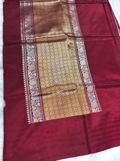 The Maroon Raw Mango Sona Rupa Kadhua Silk Saree