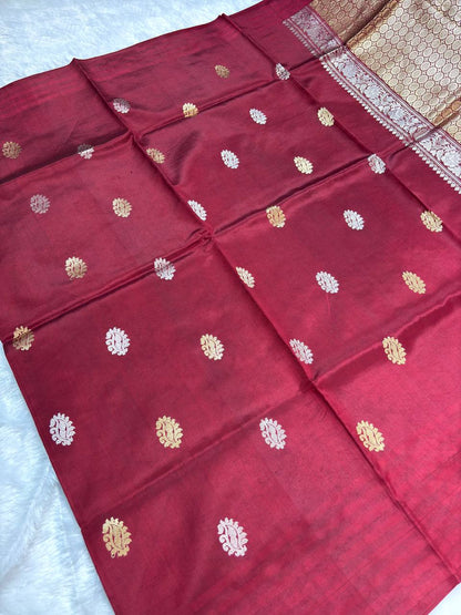 The Maroon Raw Mango Sona Rupa Kadhua Silk Saree
