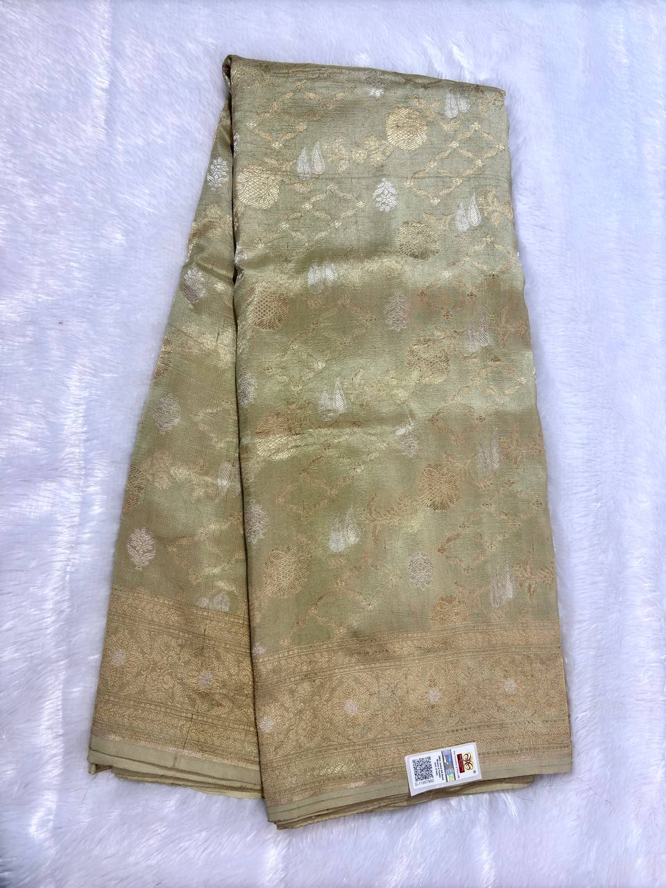 Handloom Tussar Georgette Saree with Sona Rupa Zari Jaal (Dyeable)