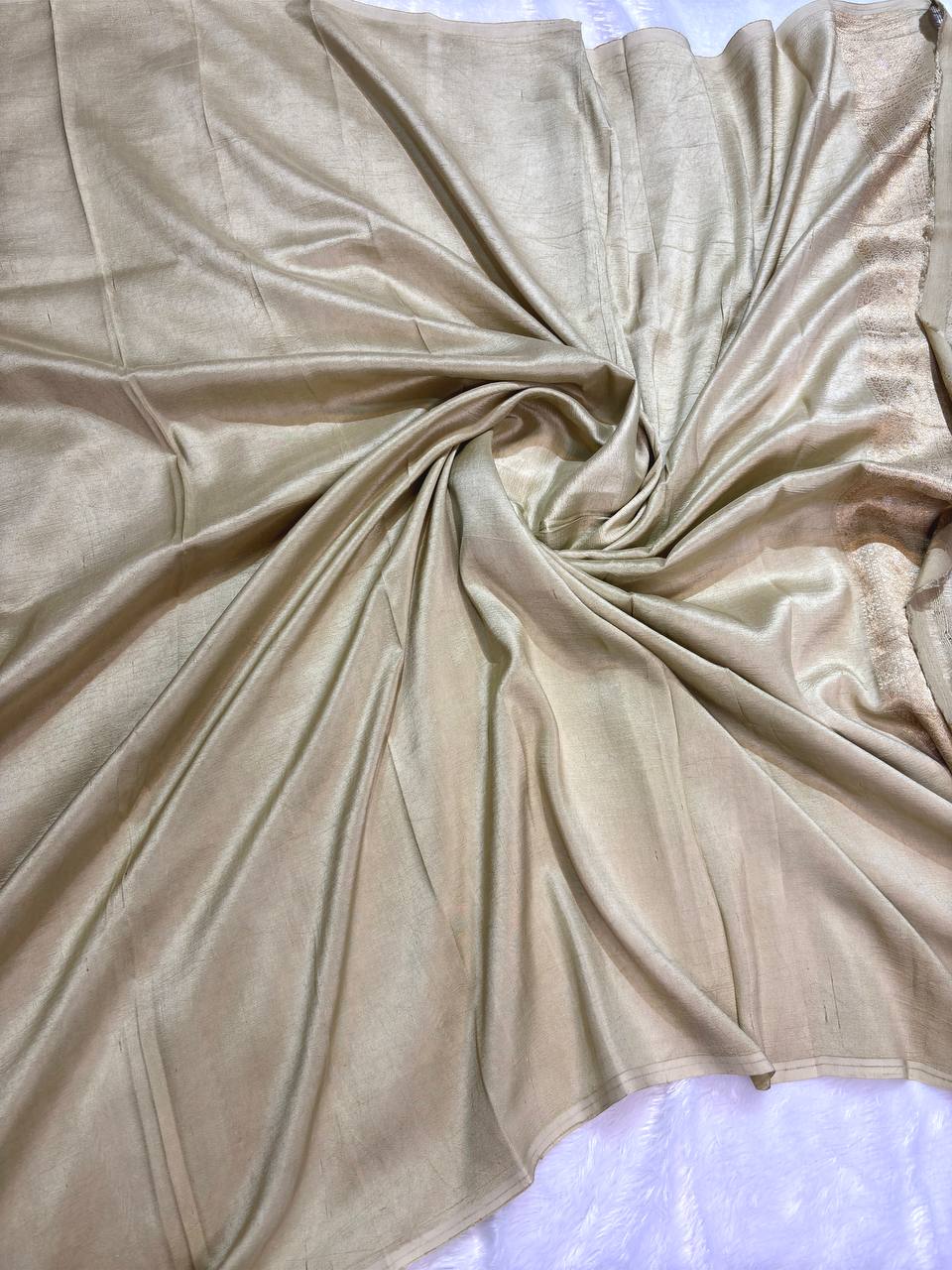 Handloom Tussar Georgette Saree with Sona Rupa Zari Jaal (Dyeable)