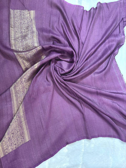 Grape Wine Tussar Georgette Banarasi Saree with Sona Rupa Kadhua Buta